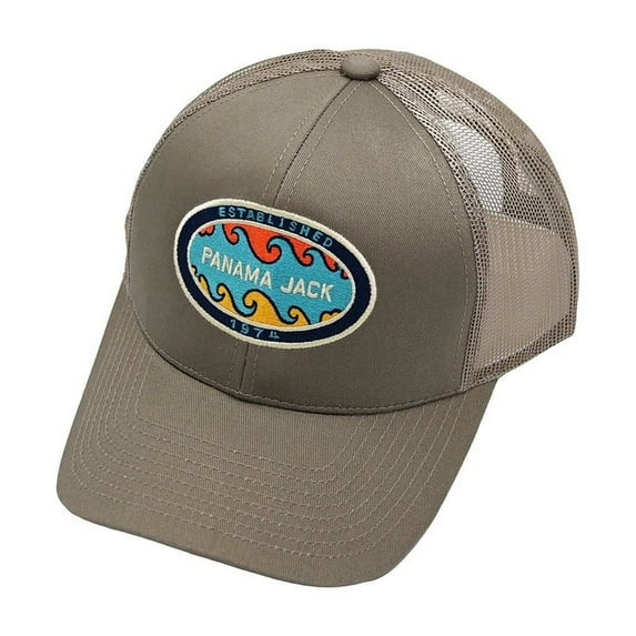 Panama Jack Tidal Wave Mesh Baseball Cap, Adjustable Snap Back Closure, Packable, Lightweight, 3" Brim Khaki