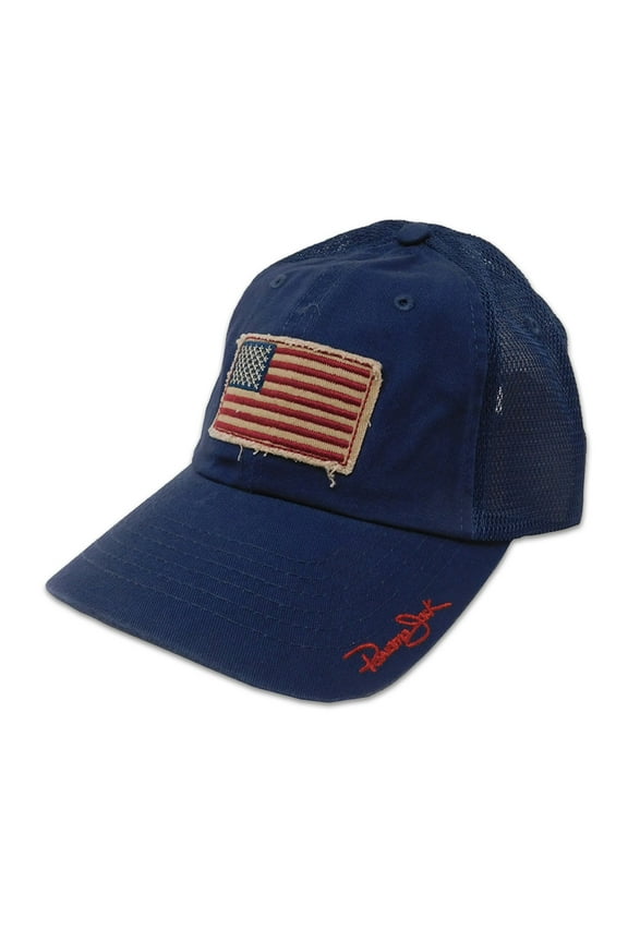 USA Baseball Cap - American Flag Patch, Mesh Backing, 3" Wide Bill Brim
