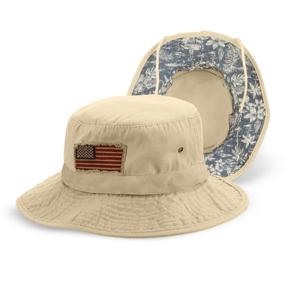 Panama Jack USA Bucket Hat - Lightweight, Packable, UPF (SPF) 50+ Sun Protection, 2 3/4" Big Brim (Khaki, Medium)