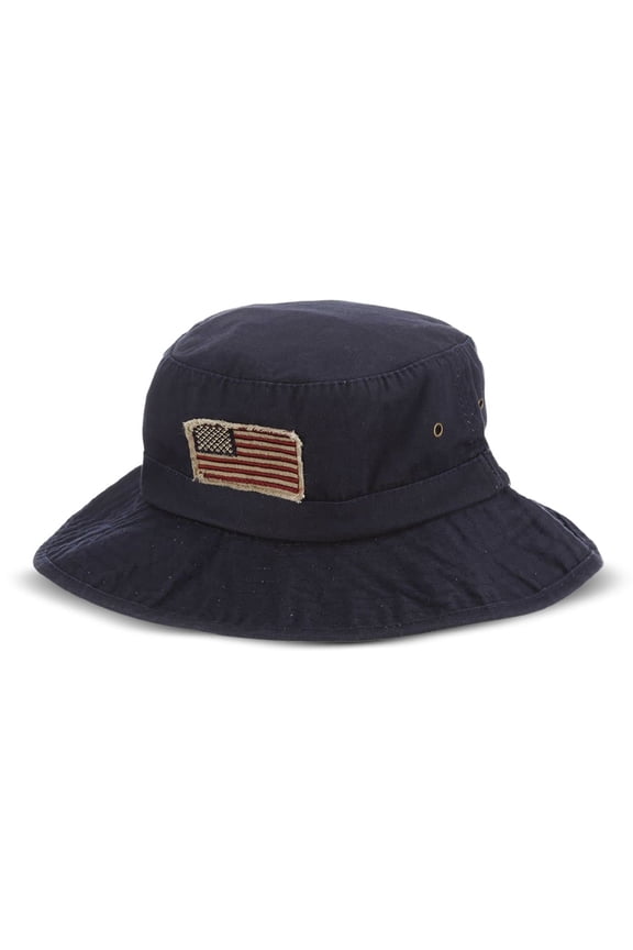 USA Bucket Hat - Lightweight, Packable, UPF (SPF) 50+ Sun Protection, 2 3/4" Big Brim (Navy, Medium)