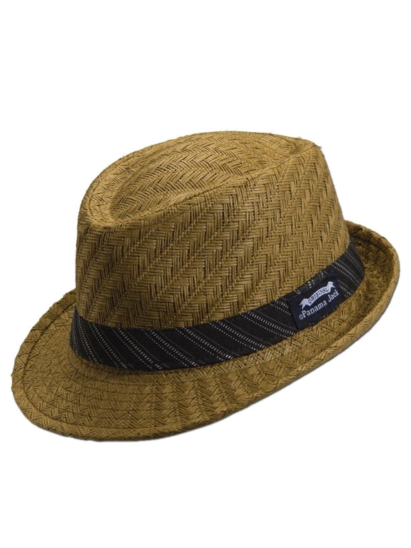 Unisex Straw Fedora Hat, Woven Toyo Sun Hats for Men and Women, Large, Brown