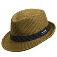 thumbnail image 1 of Panama Jack Weaved Toyo Fedora with Striped Black Band (Brown, Medium), 1 of 5