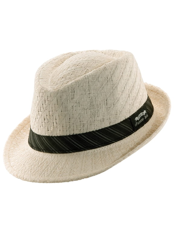 Unisex Straw Fedora Hat, Woven Toyo Sun Hats for Men and Women, Large, Ivory