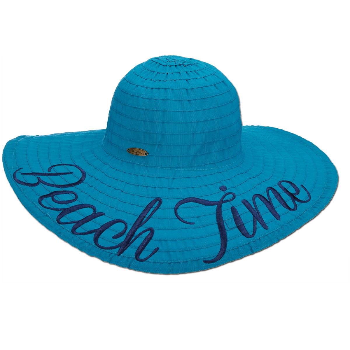 Panama Jack Women's Ribbon Floppy Packable Sun Hat, 4 Big Brim (Turquoise)