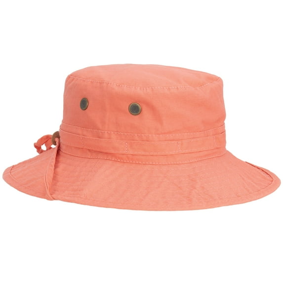 Panama Jack Women's Bucket Hat - Palm Print Underbrim, Packable, Adjustable, UPF (SPF) 50+ UVA/UVB Sun Protection, 3" Brim (Coral)