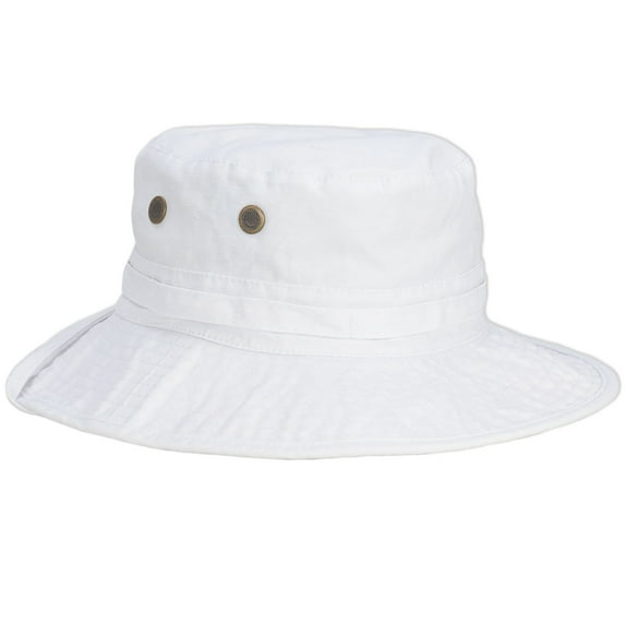Panama Jack Women's Bucket Hat - Palm Print Underbrim, Packable, Adjustable, UPF (SPF) 50+ UVA/UVB Sun Protection, 3" Brim (White)