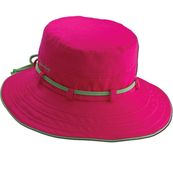Panama Jack Women's Contrast Cotton Bucket Sun Hat with Sizing Tie, 3" Brim (Fuchsia)