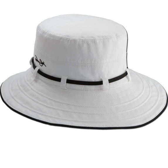 Panama Jack Women's Contrast Cotton Bucket Sun Hat with Sizing Tie, 3" Brim (White)