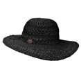 thumbnail image 1 of Panama Jack Women's Crocheted Toyo Sun Hat with Sizing Tie, 4" Big Brim (Black), 1 of 7
