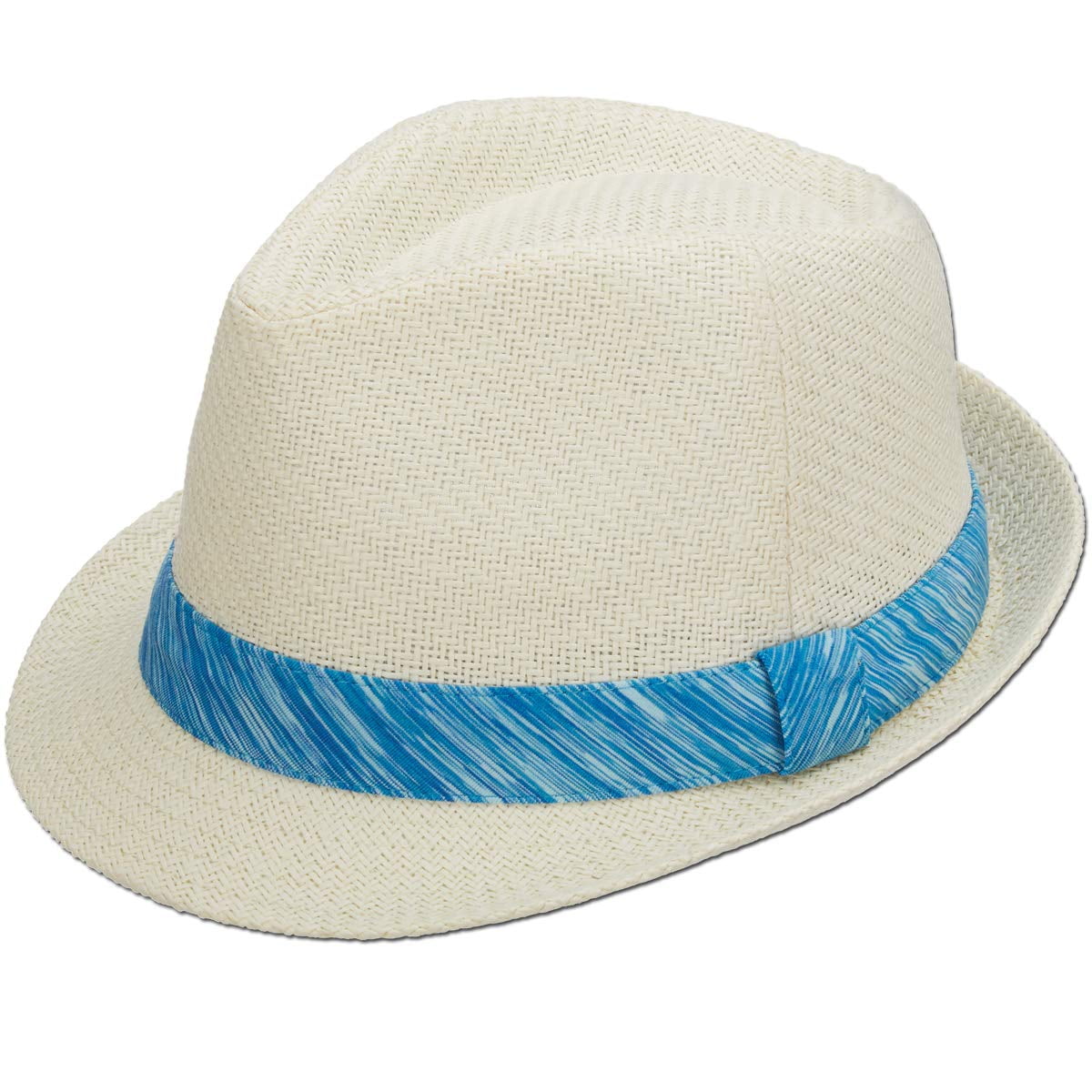 Panama Jack Women s Fedora Hat Lightweight Matte Toyo Straw 1 3 4 Structured Brim Knit Ribbon Hat Band Turquoise Walmart