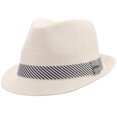 thumbnail image 1 of Panama Jack Women's Fedora Hat - Soft Matte Toyo Straw, Striped Cotton Hat Band, Inner Sweatband, 1 3/4" Brim (Ivory), 1 of 9