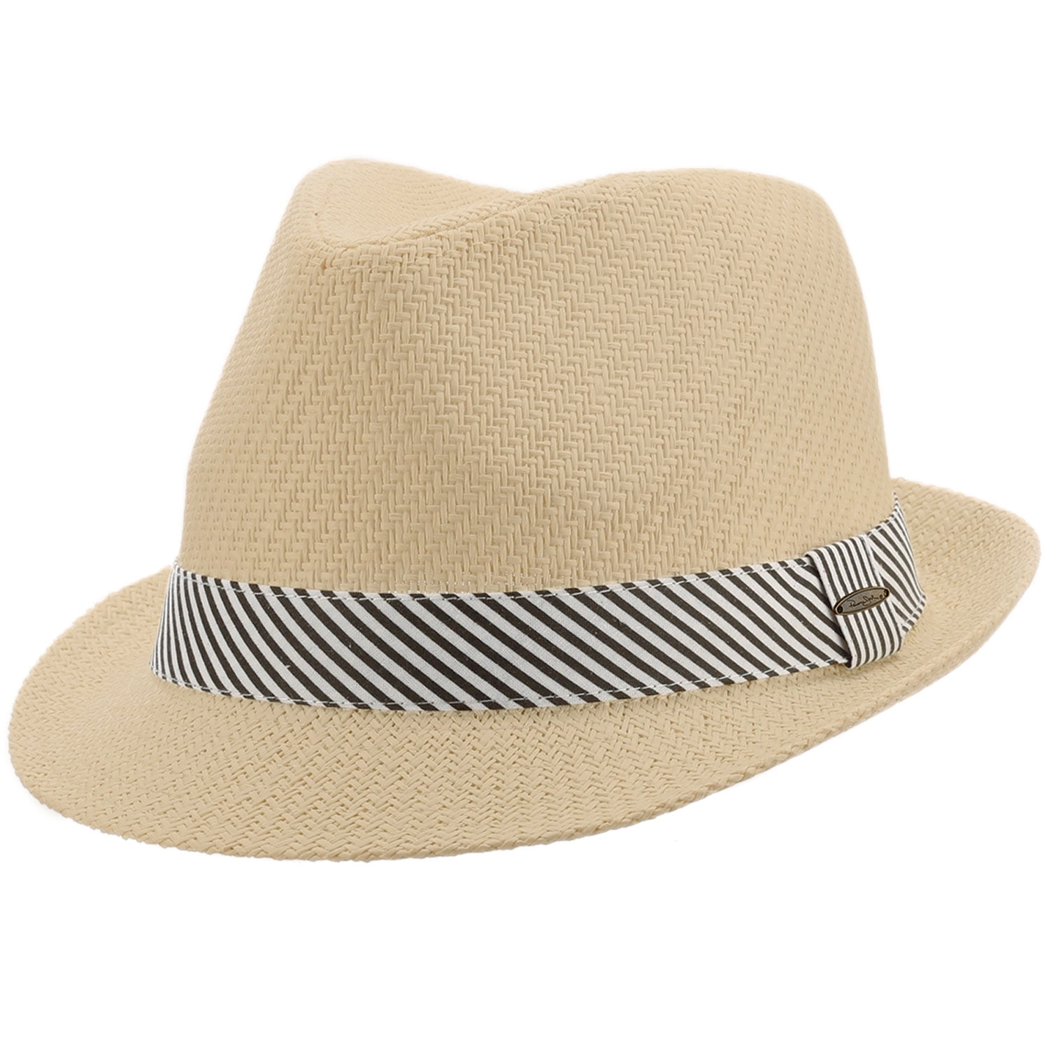 Panama Jack Women's Fedora Hat Soft Matte Toyo Straw, Striped
