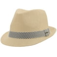 thumbnail image 1 of Panama Jack Women's Fedora Hat - Soft Matte Toyo Straw, Striped Cotton Hat Band, Inner Sweatband, 1 3/4" Brim (Natural), 1 of 8