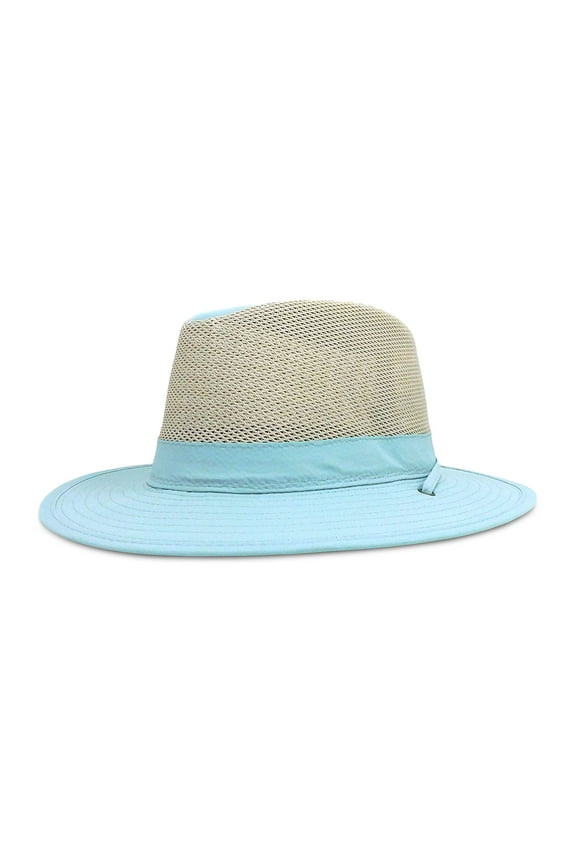 Women's Safari Hat - Lightweight Nylon & Mesh, Adjustable Chin Cord, UPF (SPF) 50+ Sun Protection, 2 1/2" Big Brim (Blue)