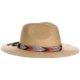 thumbnail image 1 of Panama Jack Women's Safari Hat - Woven Aztec Band, Paper Braid Straw, 3" Big Brim (Brown), 1 of 3