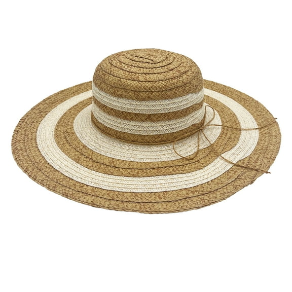 Panama Jack Women's Straw Hat - Ivory Two-Tone Paper Braid, 5" Big Brim, UPF (SPF) 50+ UVA/UVB Sun Protection