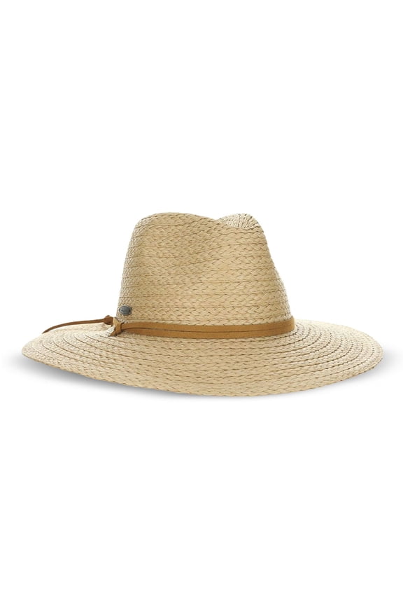 Panama Jack Women's Sun Hat - Paper Straw, Safari, 3 1/2" Big Brim (Tea)