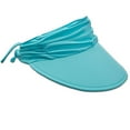 thumbnail image 1 of Panama Jack Women's Sun Visor Hat - Lightweight, Packable, Adjustable Tie, 4" Wide Floating Big Brim with Embroidered Logo (Aqua), 1 of 9