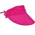 thumbnail image 1 of Panama Jack Women's Sun Visor Hat - Lightweight, Packable, Adjustable Tie, 4" Wide Floating Big Brim with Embroidered Logo (Fuchsia), 1 of 9