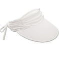 thumbnail image 1 of Panama Jack Women's Sun Visor Hat - Lightweight, Packable, Adjustable Tie, 4" Wide Floating Big Brim with Embroidered Logo (White), 1 of 9