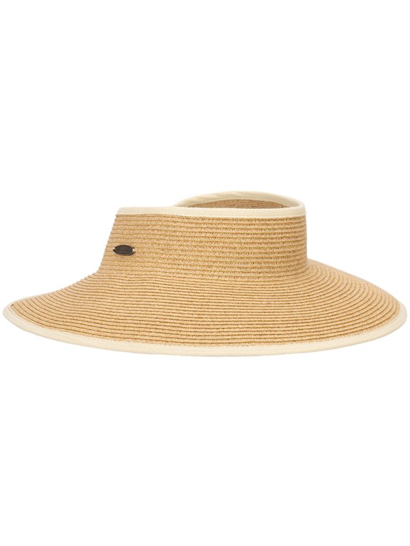 Women's Sun Visor - Straw Paper Braid, Roll-Up & Packable, Inner Sweatband, 4" Brim (Natural)