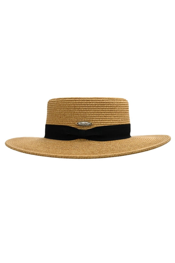 Women's Valentina Boater Sun Hat - Paper Braid Straw, 3" Brim