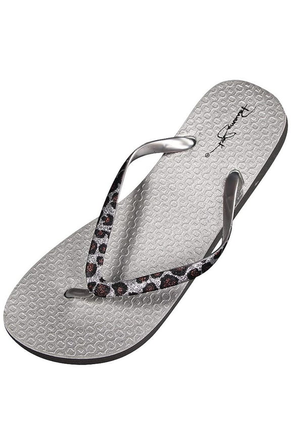 Womens Flip Flops Adult Female Thong Sandals Silver