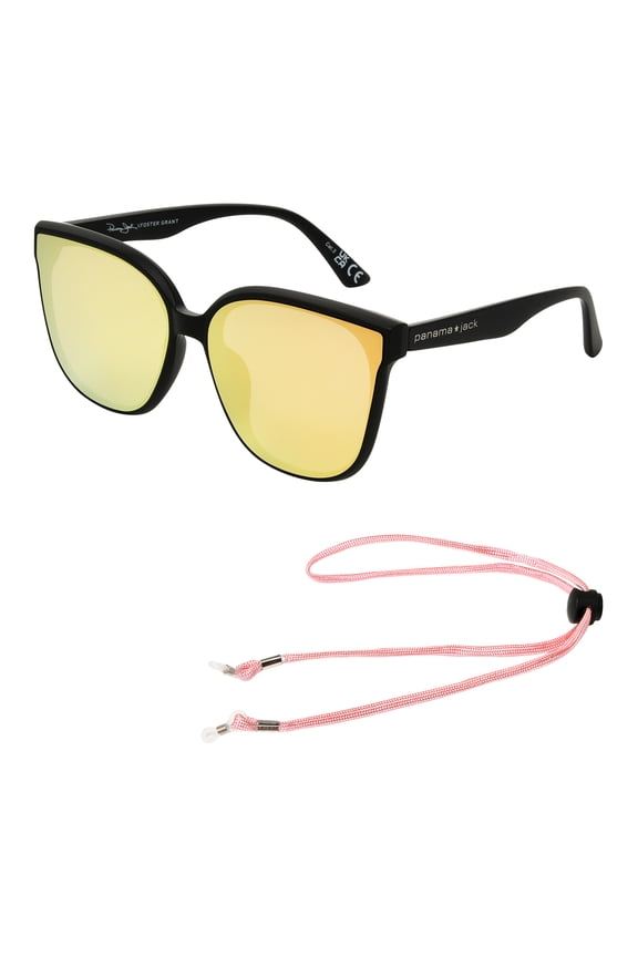Black Square Women's Sunglasses with Cord