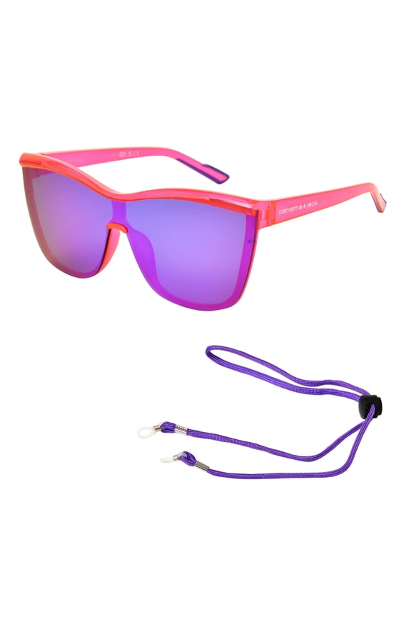Pink Shield Women's Sunglasses with Cord