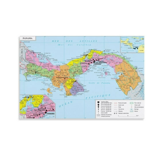 Panama Map Posters Room Aesthetic Poster Print Art Wall Painting Canvas Posters Gifts Modern Bedroom Decor 08x12inch(20x30cm)