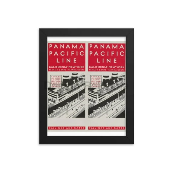 Panama Pacific Line California New York Panama Canal Havana Route Sailings Rates, 1931. Framed Vintage Travel Poster