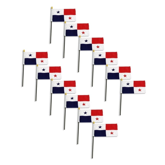 Panama Stick Flag Polyester Material Rectangular 4in x 6 in - 12 PK