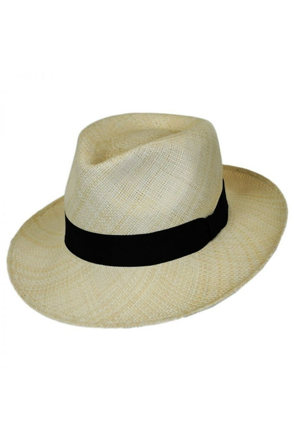 Panama Straw C-Crown Fedora Hat - L - Natural