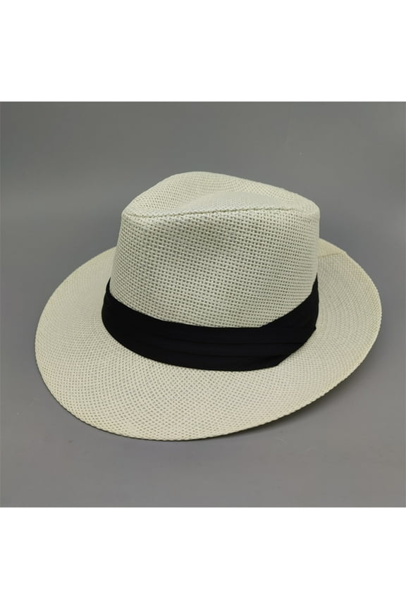 Panama Straw Hat for Men Women - Wide Brim Beach Vacation Sun Protection (Foldable & Elegant) Under 5$, Yubnlvae Unisex Men Women Panama Wide Brim Hats Aldult , Beige, One Size