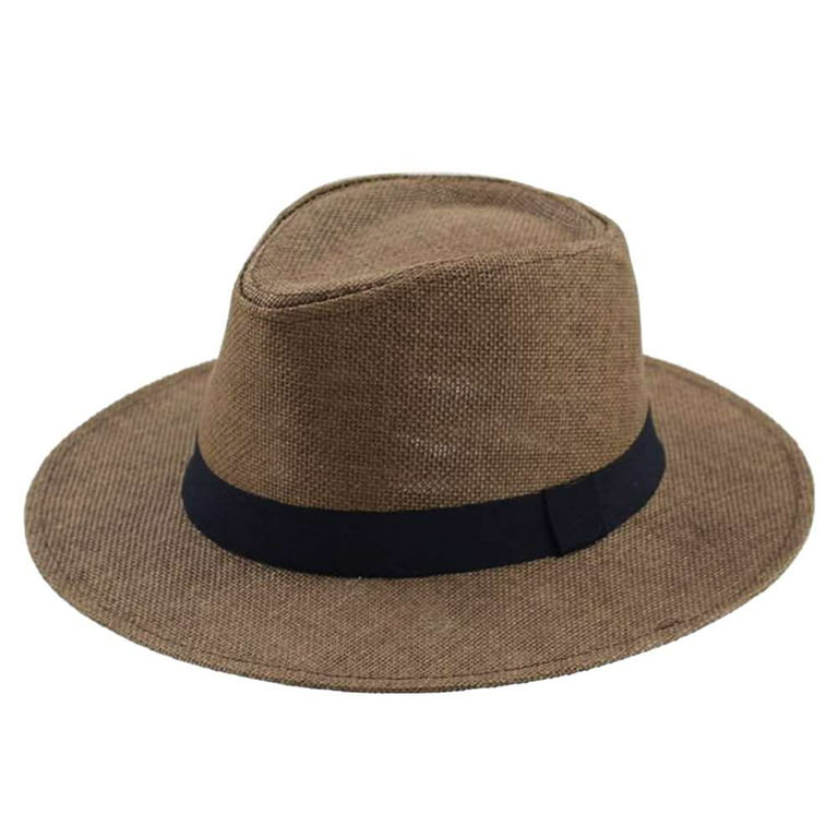 Panama Straw Hats for Women & Men Summer Beach Sun Hat Wide Brim Fedora Cap  UPF50+ 
