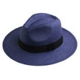 thumbnail image 1 of Panama Straw Hats for Women Men Summer Beach Sun Hat Wide Brim Fedora Cap UPF50+, 1 of 9