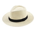 thumbnail image 1 of Wide Brim Panama Hat,Summer Beach Sun Hat,UV Protection Straw Hat,Breathable Lightweight Foldable Design Seaside Travel Outdoor Leisure Daily Sun Block Comfortable Cool Headwear,Beige, 1 of 9