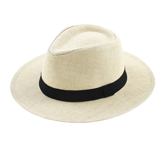 Wide Brim Panama Hat,Summer Beach Sun Hat,UV Protection Straw Hat,Breathable Lightweight Foldable Design Seaside Travel Outdoor Leisure Daily Sun Block Comfortable Cool Headwear,Beige