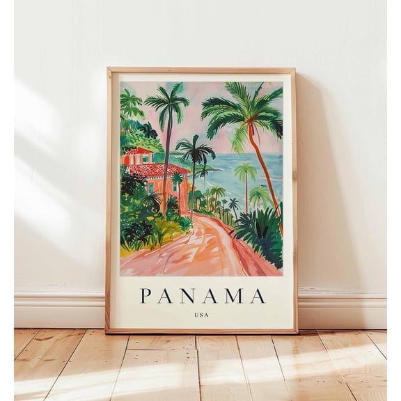 Panama Travel City Skyline Canal Art, Unframed Paper Print