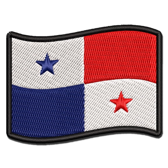 Panama with Waving Flag Cute Applique Multi-Color Embroidered Iron-On Patch - 3 Inch Medium