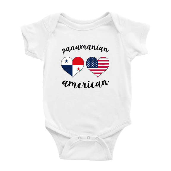Panamanian American Flag Two Hearts Cute Baby Bodysuit Romper (White, 3-6 Months)