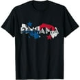 thumbnail image 1 of Panamanian Map and Flag Souvenir - Distressed Panama T-ShirtMen's and women's gift, black and white T-shirt, size: Extra large S-4XL, 1 of 4