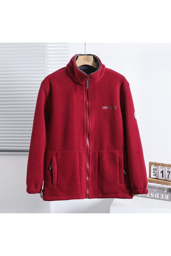 Unisex Soft Fleece Jacket, Stand Collar with Full Zip Closure, Equipped with Functional Pockets & Elastic Cuffs, Perfect for Casual Daily and Outdoor Warm Wear