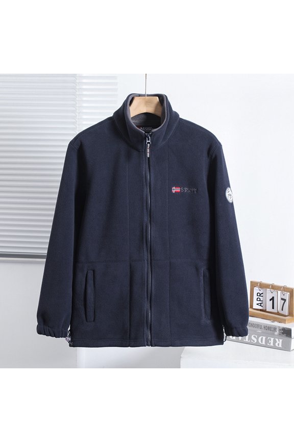 Unisex Soft Fleece Jacket, Stand Collar with Full Zip Closure, Equipped with Functional Pockets & Elastic Cuffs, Perfect for Casual Daily and Outdoor Warm Wear