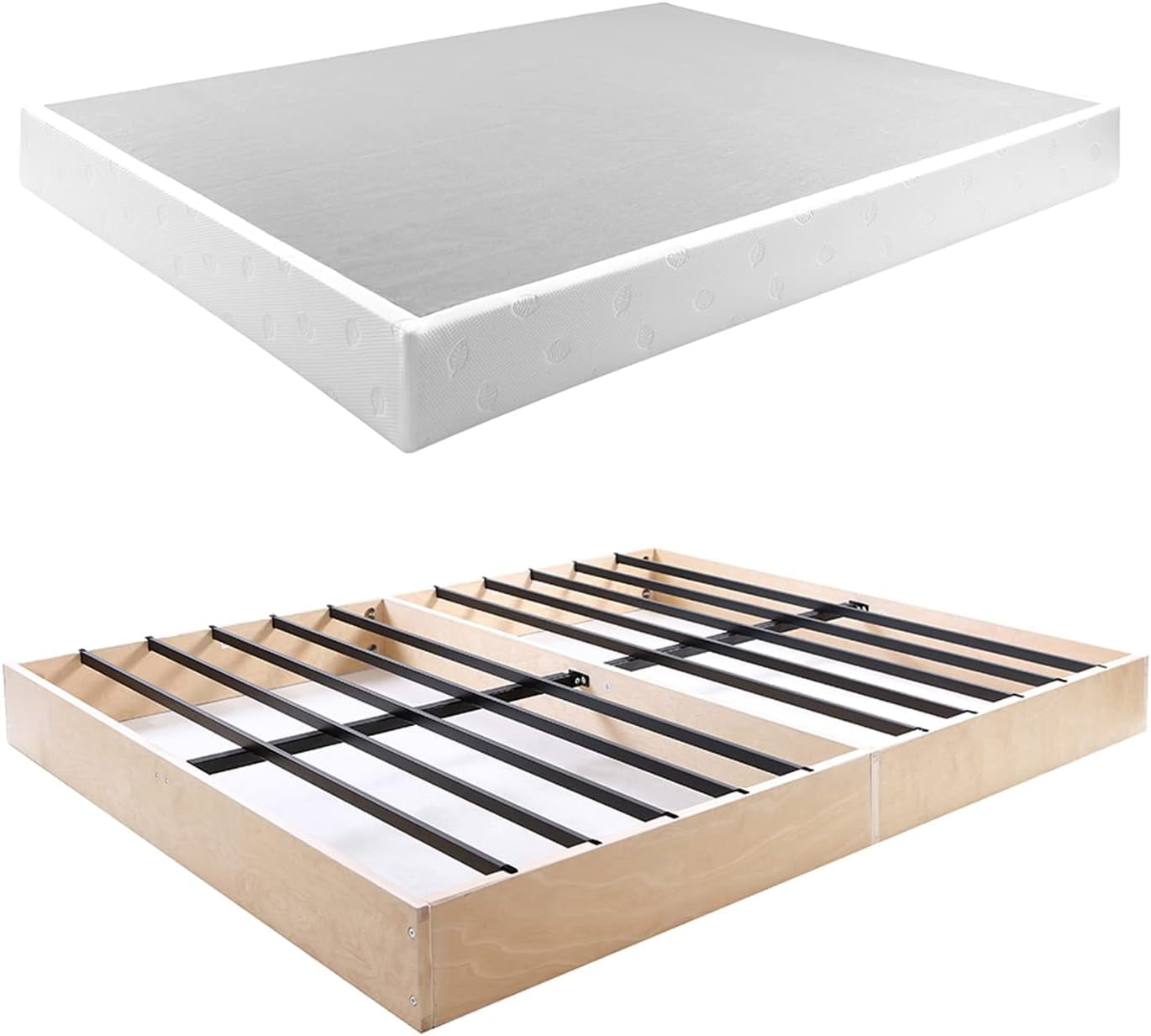 Panana Box Spring Low Profile Metal Heavy Duty Easy Assembly Sturdy Box Spring Mattress Foundation, Strong & Sturdy Support No Noise Easy to Clean (5 Inch, Full)