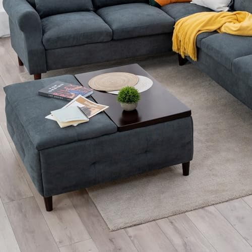 Panana Large Storage Ottoman Coffee Table with Lift Top, Square Ottoman ...