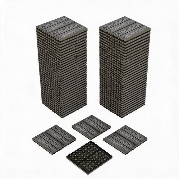 Panapinka 12x12 Inch Interlocking Deck Tiles, Waterproof Composite Wood Patio Flooring with Easy DIY Installation, All-Weather Outdoor Use for Poolside, Balcony, Backyard, Porch & Garden