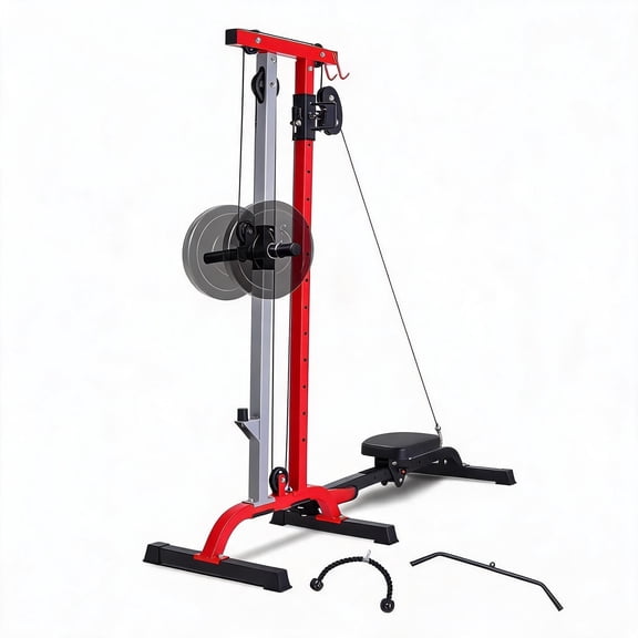 Panapinka 2-in-1 Rowing LAT Pulldown Cable Machine, Adjustable High Low Pulley Steel Frame Foldable Compact Full Body Home Gym Strength Trainer