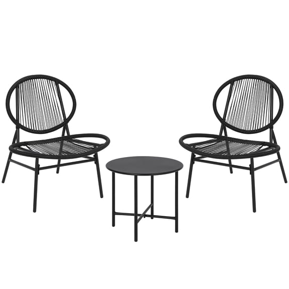 Panapinka 3 Piece Patio Bistro Set with 2 Chairs Small Table, Acapulco Modern Rattan Furniture Set for Patio/Garden/Balcony