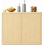 Panapinka 46.7" Fluted Sideboard Buffet Cabinet, Wooden Accent Credenza with 3 Handle-Free Doors & Adjustable Shelves, Modern Storage Coffee Bar Table for Kitchen Living Room Entryway
